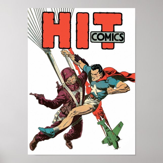 Patriotische amerikanische Cover Art: Hit Comic #2 Poster (Vorne)