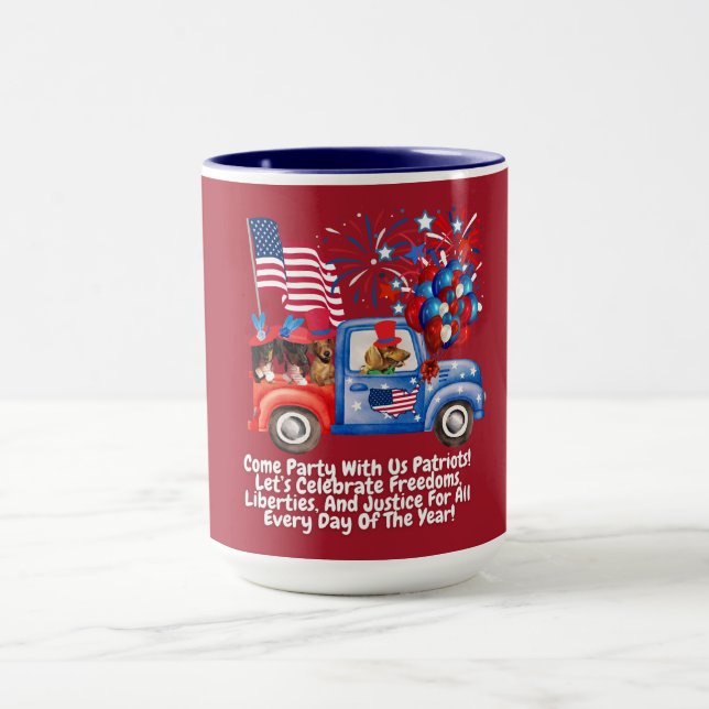 Patriotische amerikanische Dackeln Kaffee Tasse (Zentrum)