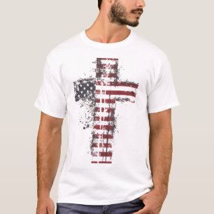 Patriotische Amerikanische Fahne überqueren T - Sh T-Shirt