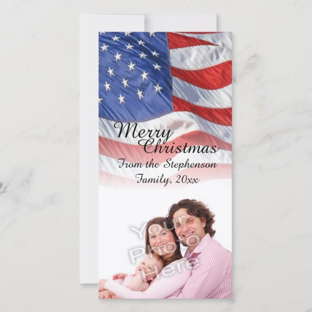 Patriotische amerikanische Fahne Weihnachtskarten Feiertagskarte (Vorderseite)