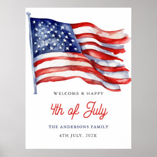 Patriotische amerikanische Flagge 4. Juli Begrüßun Poster