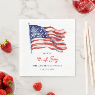 Patriotische amerikanische Flagge 4. Juli Begrüßun Serviette