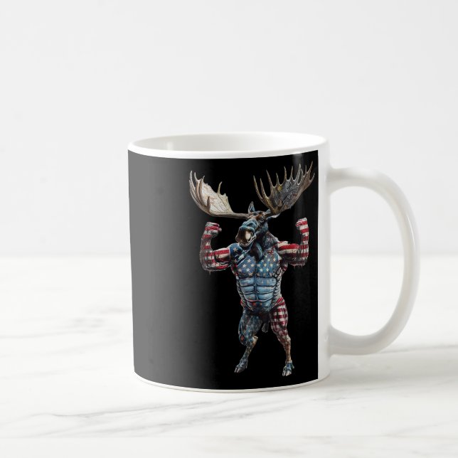 Patriotische amerikanische Flagge 4. Juli Funny Mo Kaffeetasse (Rechts)
