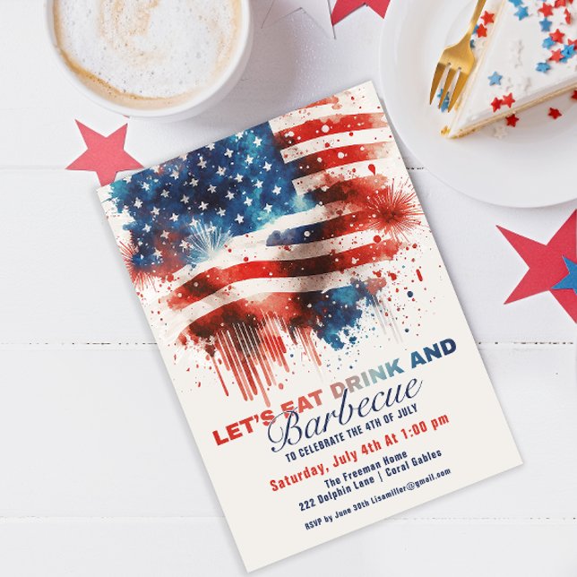 Patriotische amerikanische Flagge 4. Juli GRILLEN  Einladung (Von Creator hochgeladen)
