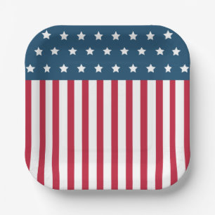 Patriotische amerikanische Flagge 4. Juli Papierpl Pappteller