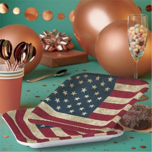 Patriotische amerikanische Flagge 4. Juli Unabhäng Pappteller