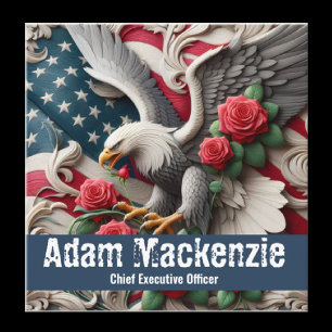 Patriotische amerikanische Flagge Adler Visitenkar Quadratische Visitenkarte
