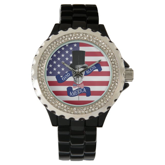 Patriotische amerikanische Flagge Armbanduhr (Vorderseite)
