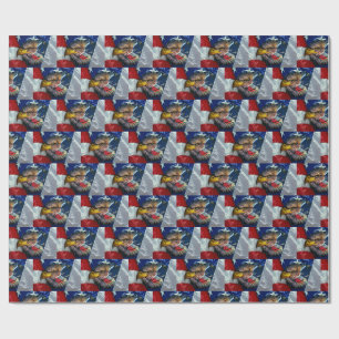 Patriotische Amerikanische Flagge Bald Eagle Wolf Geschenkpapier