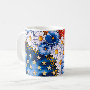 Patriotische amerikanische Flagge Blumenglitter Kaffeetasse
