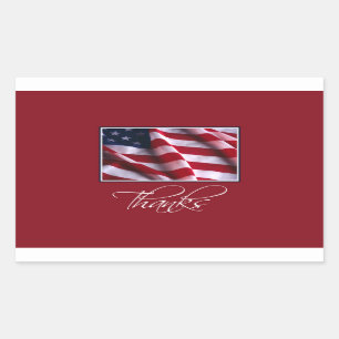 Patriotische amerikanische Flagge Dank an Red Rechteckiger Aufkleber