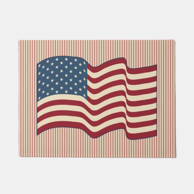 Patriotische amerikanische Flagge Doormat Rug Gesc Fußmatte (Vorderseite)