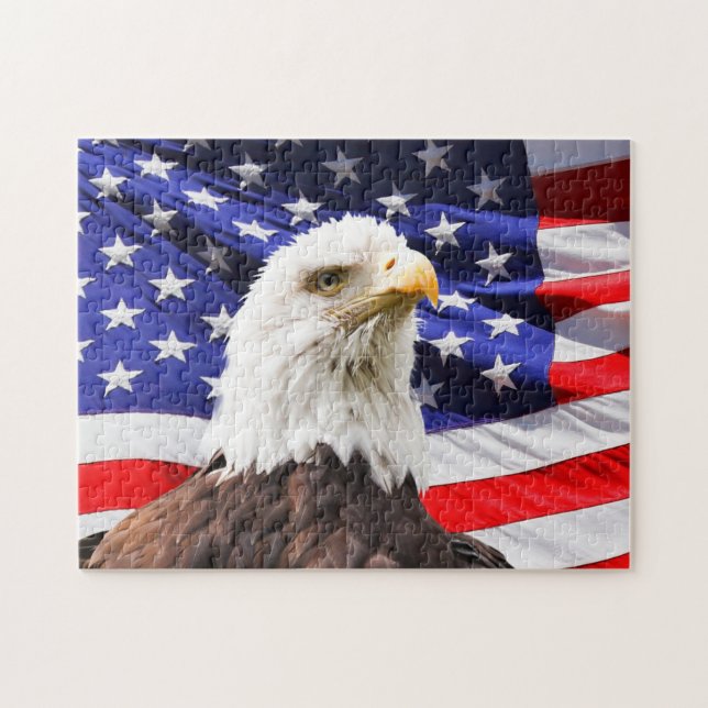 PATRIOTISCHE AMERIKANISCHE FLAGGE EAGFL JIGSAW PUZ (Horizontal)