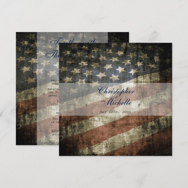 Patriotische amerikanische Flagge Einladung mit UA (Vorne/Hinten)