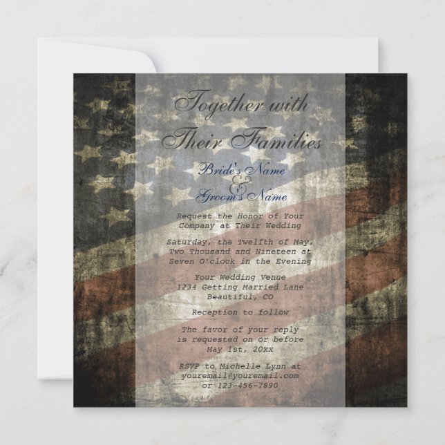 Patriotische amerikanische Flagge Einladung mit UA (Rückseite)