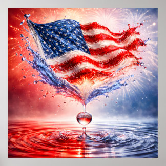 Patriotische amerikanische Flagge Flüssigkeitsspri Poster