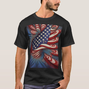 Patriotische amerikanische Flagge Fraktal T-Shirt