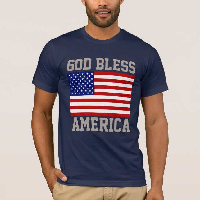 Patriotische amerikanische Flagge Gott segne Ameri T-Shirt (Vorderseite)