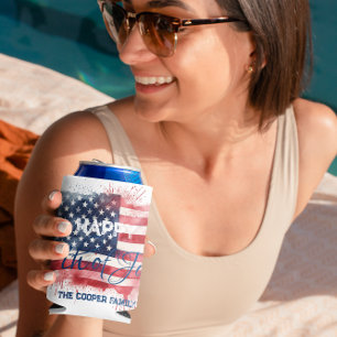 Patriotische amerikanische Flagge Happy 4. Juli Cu Dosenkühler