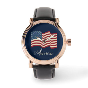 Patriotische amerikanische Flagge Herren-Uhr Gesch Armbanduhr