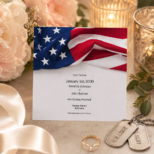 Patriotische amerikanische Flagge Hochzeit Save Th The Date