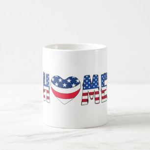 Patriotische amerikanische Flagge HOME-Typografie Kaffeetasse