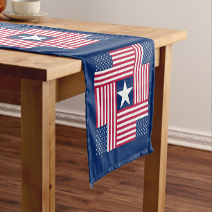 Patriotische amerikanische Flagge Kurzer Tischläufer