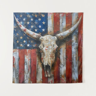 Patriotische amerikanische Flagge Langornmöwe Wandteppich