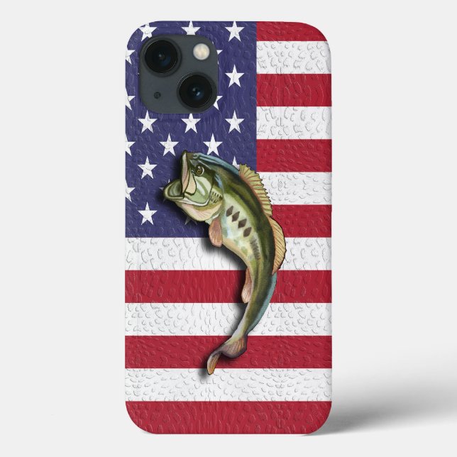 Patriotische amerikanische Flagge Largemouth Bass  Case-Mate iPhone Hülle (Rückseite)