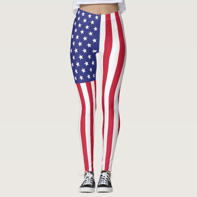 Patriotische amerikanische Flagge Leggings (Vorderseite)