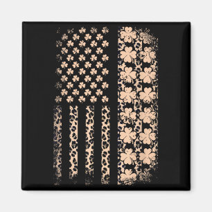 Patriotische amerikanische Flagge Leopard Kleeblat Magnet