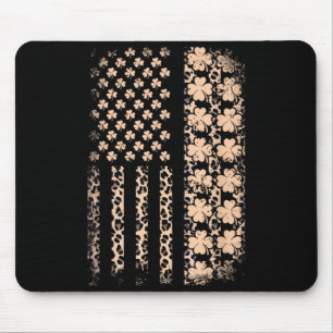 Patriotische amerikanische Flagge Leopard Kleeblat Mousepad