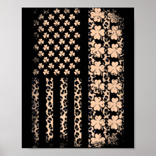 Patriotische amerikanische Flagge Leopard Kleeblat Poster