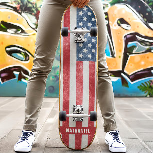 Patriotische amerikanische Flagge mit Distressed-E Skateboard