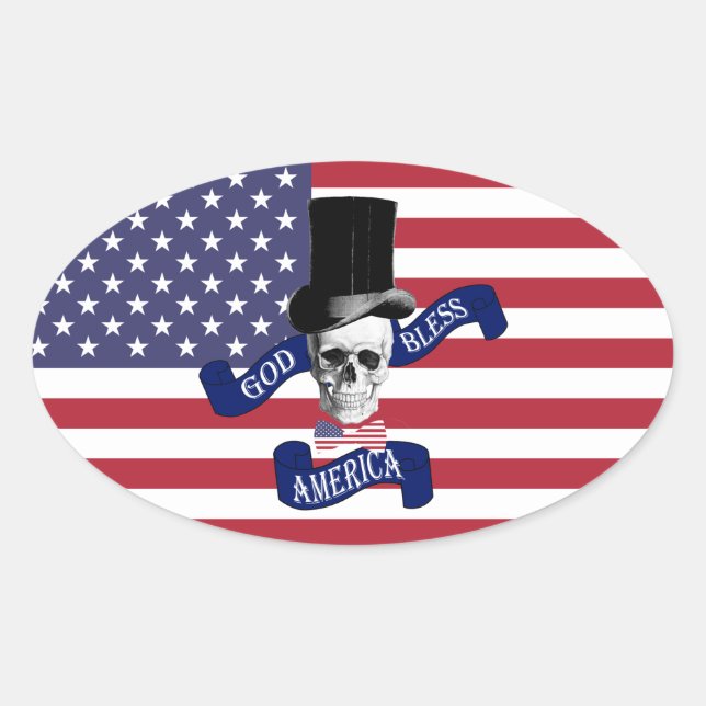Patriotische amerikanische Flagge Ovaler Aufkleber (Vorderseite)