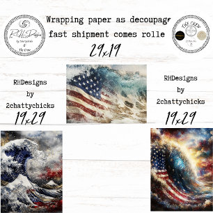 Patriotische Amerikanische Flagge Ozean Decoupage Geschenkpapier Set