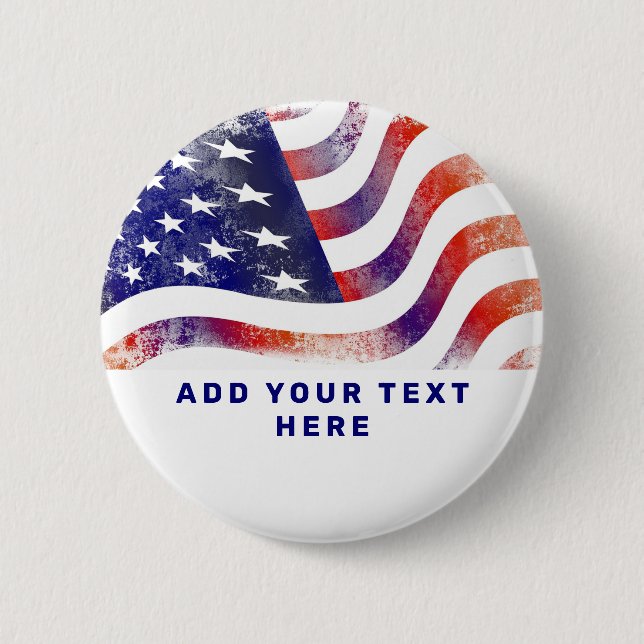 Patriotische Amerikanische Flagge Personalisiert Button (Vorderseite)