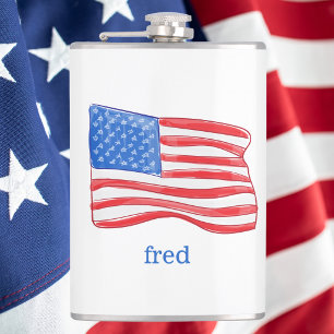 Patriotische amerikanische Flagge personalisiert Flachmann