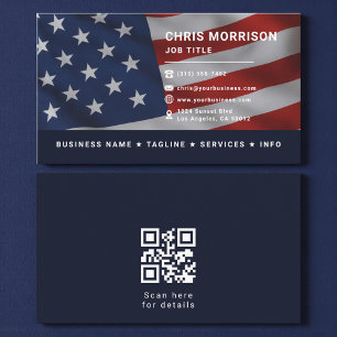 Patriotische amerikanische Flagge QR-Code Professi Visitenkarte