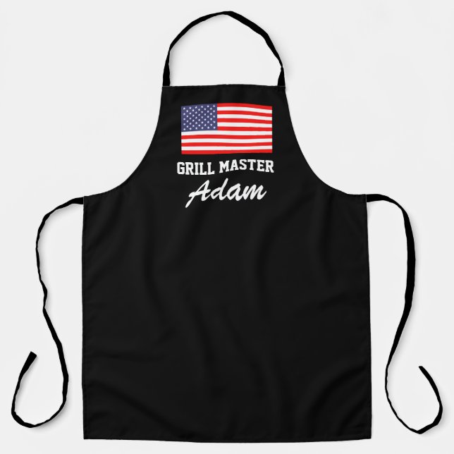 Patriotische amerikanische Flagge Schwarzer Grill  Schürze (Vorderseite)