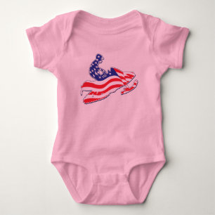 Patriotische amerikanische Flagge Snowmobile Baby Strampler