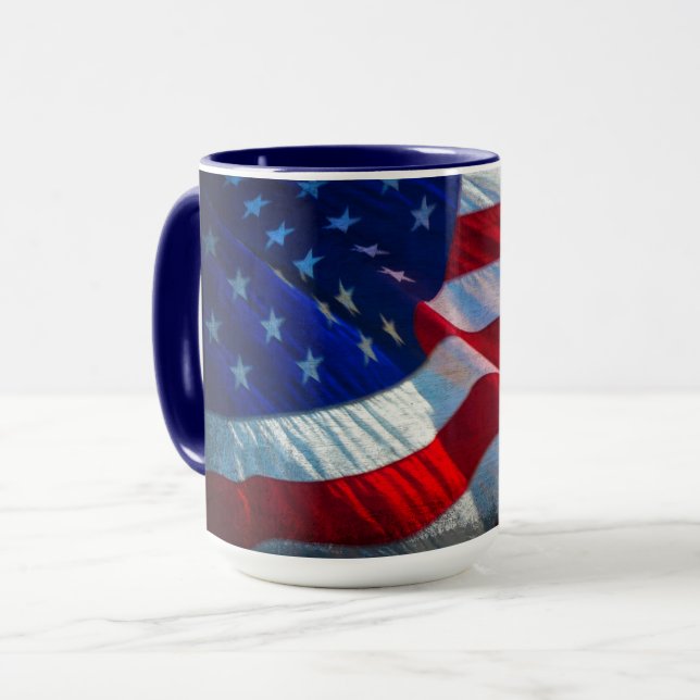 Patriotische amerikanische Flagge Tasse (Vorderseite Links)