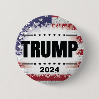 Patriotische amerikanische Flagge Trump 2024 Button