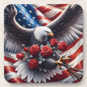 Patriotische amerikanische Flagge und Adler Getränkeuntersetzer