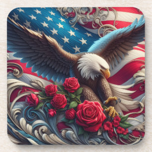 Patriotische amerikanische Flagge und Adler Getränkeuntersetzer