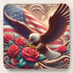 Patriotische amerikanische Flagge und Adler Getränkeuntersetzer