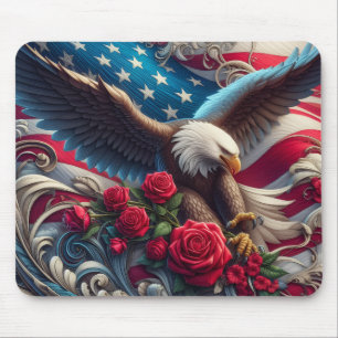 Patriotische amerikanische Flagge und Adler Mousepad