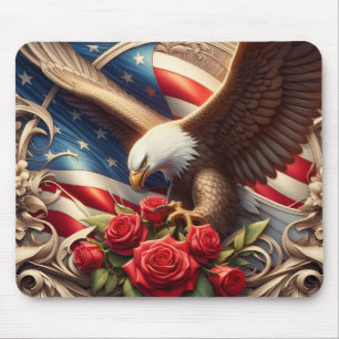 Patriotische amerikanische Flagge und Adler Mousepad