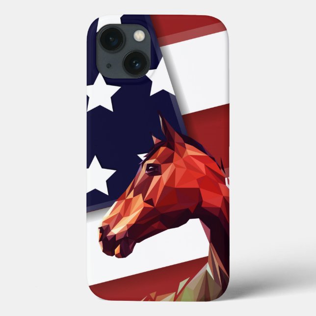 Patriotische amerikanische Flagge und Pferd Case-Mate iPhone Hülle (Rückseite)