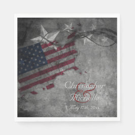 Patriotische amerikanische Flagge und Sterne Hochz Serviette